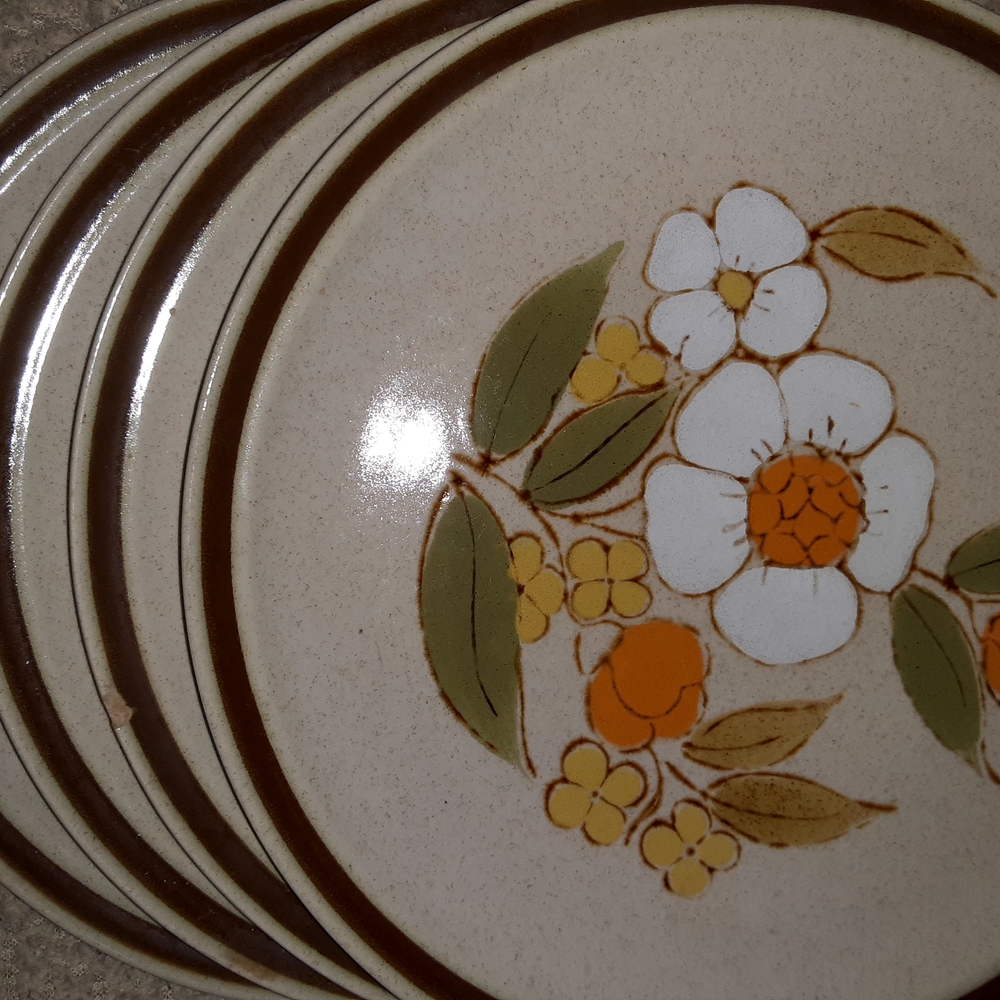 Yamaka Stoneware Avanti Flower Hill chop plate ×4